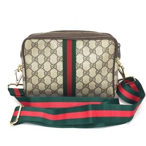 Authentic Gucci brown monogram coated canvas crossbody bag